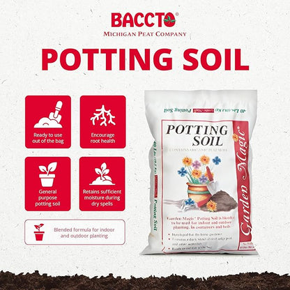 Michigan Peat 40 Pound Bag of Garden Magic General Purpose Moisture Retaining Potting Soil Mix for Indoor and Outdoor Planting