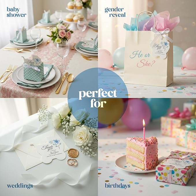 Carriage-Shaped Seed Paper – 12 pcs Blue Shower Favors for Guests with Wildflower Seeds, Writable & Plantable, Gender Reveal, Birthday Gifts for Guest