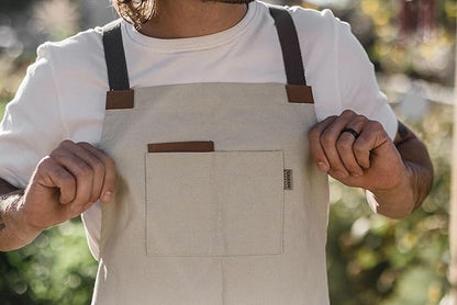 Barebones Chef Grilling Apron - Cooking Aprons for Men and Women - Durable Canvas Apron with Pockets