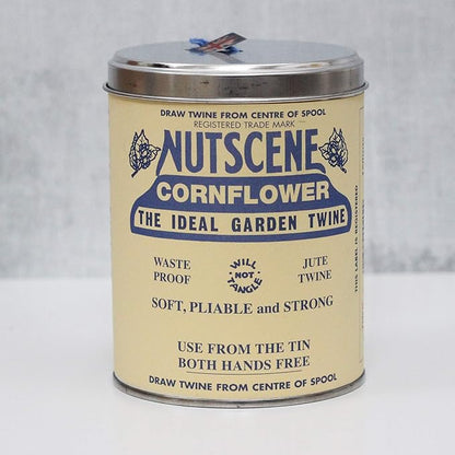 NUTSCENE Iconic Tin (Tin ‘O’ Twine) with Their Heritage Scottish Jute Twine and Hole in Top for Easy Dispensing. 14 Colors to Choose from. 164 Yards. (Cornflower)