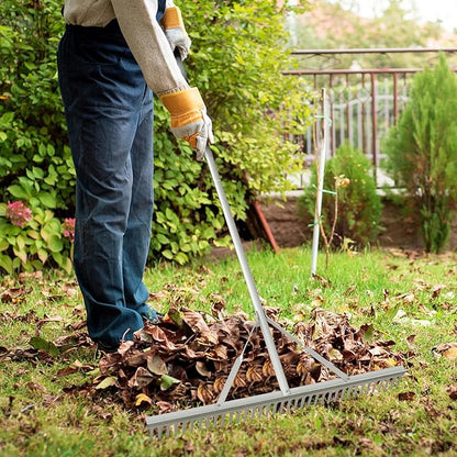 Goplus Landscape Rake 36 Inch, Aluminum Rake Head w/36 Tines and 68" Long Non-Slip Handle, Yard Rake Tool for Loosening & Leveling Soil, Beach Garden Lawn Care, Collecting Leaves