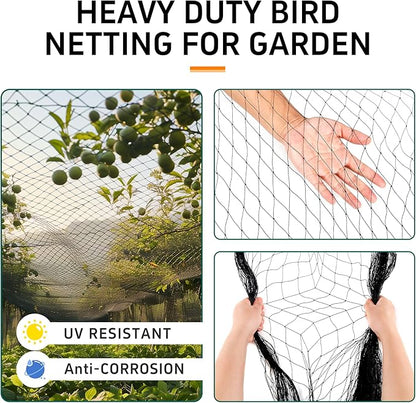 Garden Netting, 25' x 50' Heavy Duty Bird Netting Deer Fence Net, 1" Mesh Poultry Netting for Chicken Coop, Run & Garden, Protect Fruit Trees, Vegetables from Birds, Deer, Squirrels