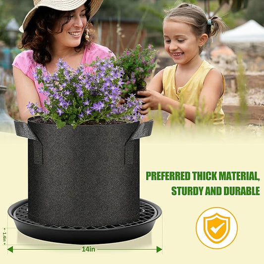 4 Pack Self-Watering Base for Fabric Pot,Auto-Irrigation Water Delivery System,14Inch Plastic Plant Saucer Stand for for Indoor-Outdoo and Grow Tents Greenhouses