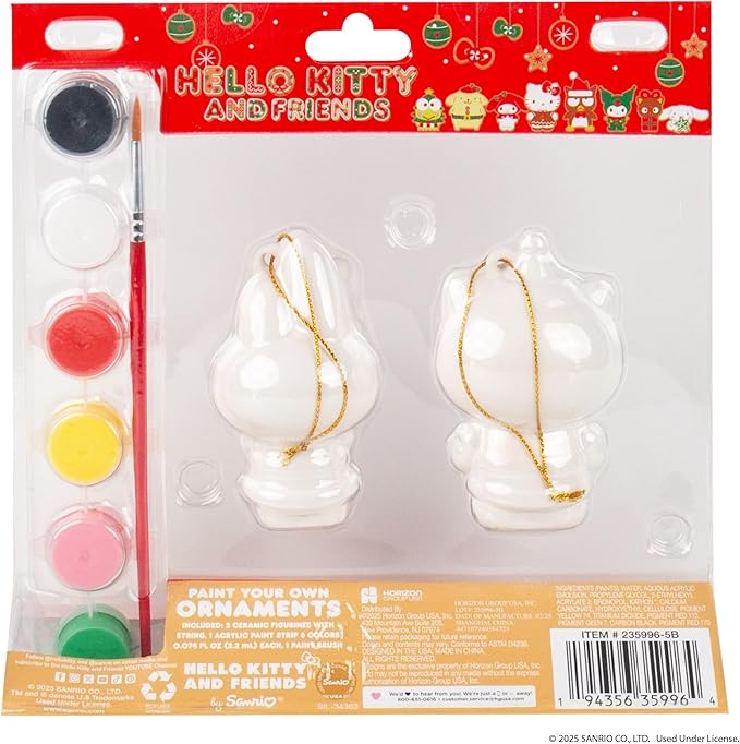 Horizon Group USA Paint Your Own Figurine Kit, DIY Art Project for Kids, Hello Kitty and My Melody Ornaments