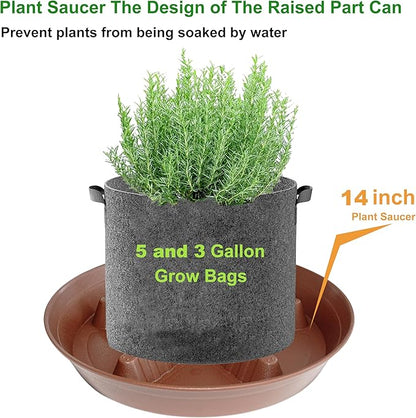 4 Pack Plant Saucer 14 inch, Plastic Plant Saucers for Indoors, Raised Middle Plant Trays for Pots, Water Tray for Plants, Plant Stand Water Catcher Tray, Pot Saucers for Plants
