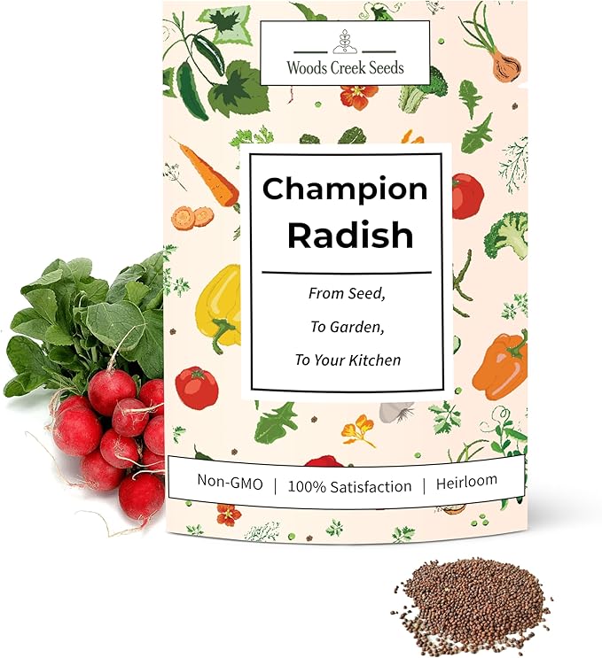Champion Radish Seeds for Planting – Heirloom, Non-GMO Radish Seeds for Home Gardens, Fast Growing Red Radishes for Fresh Eating | Woods Creek Seeds