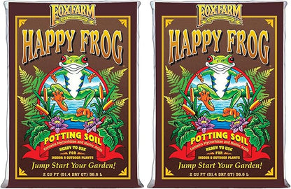 FoxFarm Happy Frog Potting Soil, 2cu ft (Pack of 2) - for Indoor/Outdoor Container Plants, Improves Root Efficiency, pH Adjusted for Optimal Nutrient Uptake - Contains Mycorrhizae and Humic Acids