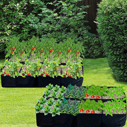 2PCS 6x3x1ft Fabric Raised Garden Bed,128 Gallon 8 Grids Rectangle Plant Grow Bags,Durable Outdoor Planter Raised Beds Pot for Growing Herbs Flowers Vegetables Potatoes Carrots