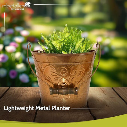 Headwind Vintage Collection - Floral New Penny Planter with Handles – 12 Inch Flower Pots Decorative Plant Indoor – Plant Pots Indoor with Drainage by Robert Allen