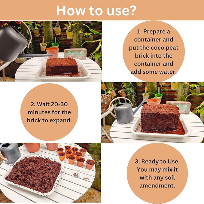 Maxona 6 Pcs Coco Coir Peat, 6.6LBS (1.1LBS/Pcs) Coconut Husk Bricks, Mulching Medium for Plants, Easy to Expand, Organic Compressed Fiber Husk Substrate for Plants, Flowers, Herbs and Seeds Starting