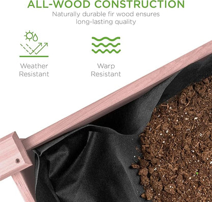 Best Choice Products 48x24x30in Raised Garden Bed, Elevated Wood Planter Box Stand for Backyard, Patio, Balcony w/Bed Liner, 200lb Capacity - Pink