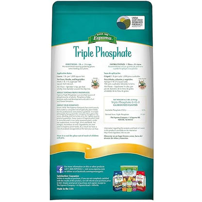 Espoma Triple Phosphate Fertilizer 0-45-0, 6.5lb. Bag; Promotes Root Growth and Blooming in All Flowering Plants, Trees, Shrubs, and Vegetables. Granular for Easy Application. Pack of Three