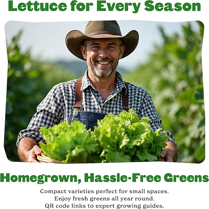 Epic Gardening Lettuce Seed Bundle - 3 Heirloom & Non-GMO Varieties, Includes Freckles Romaine, Heirloom Mix & Prizehead Leaf, Perfect for Fresh Salads, Wraps & Garden-to-Table Meals
