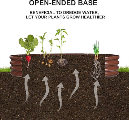 Raised Garden Bed Galvanized Planter Box Outdoor, Rot-Resistant Metal Garden Bed Planter for Vegetables Flower Herb (8ft, Brown)