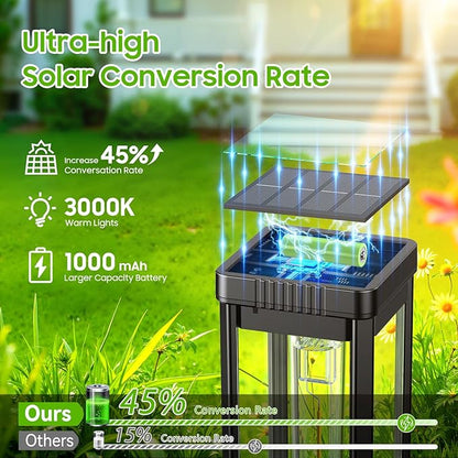 KOOPER Taller Solar Pathway Lights Outdoor, 4 Pack Upgraded Brighter Solar Garden Lights Solar Powered, Up To 15 Hours Outdoor Solar Lights for Yard Landscape Lighting Path Walkway Driveway Sidewalk