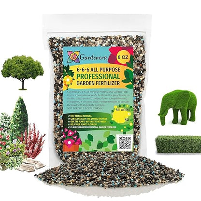 Gardenera 6-6-6 All-Purpose Professional Plant Food Fertilizer | Ideal for Winter Care & Spring Feeding, Perfect Balanced NPK for Indoor and Outdoor Plants [8 OZ]