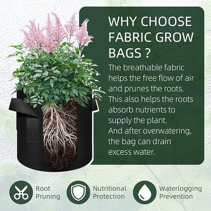 10 Gallon Grow Bags 30 Pack, Heavy Duty Thickened Nonwoven Fabric Pots with Handles, Plant Grow Bags for Vegetable/Flower/Plant/Fruits, Black