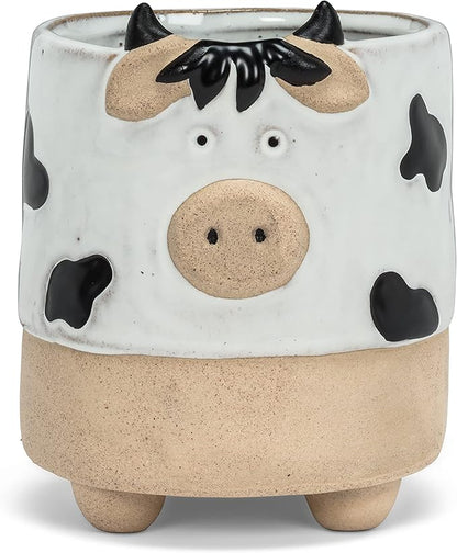Abbott Collection Stoneware Cow on Legs Planter - Small (5" H, 3.5" Opening)