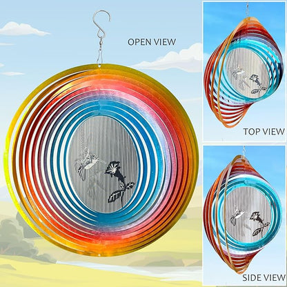 3D Animations Hummingbird Wind Spinner for Yard and Garden,12In Metal Wind Spinners Hummingbird Gift for Women Mom Grandma Wife,Outdoor Garden Decor Hanging Kinetic Yard Art Wind Sculpture