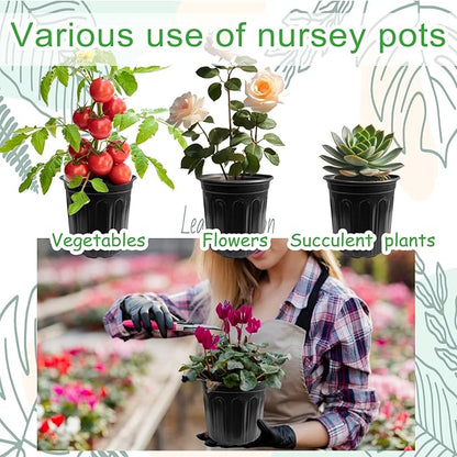 60 Pack 1 Gallon Flexible Plant Nursery Pots,Black Plastic Plant Pots with Holes,Flower Plant Container,Seedling Pot for Succulents,Cuttings,Transplanting,Home Garden