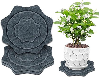 BXI Felt Plant Saucer Mat - 3 Pcs 8 Inch Water Absorbent Planter Coaster, Thick Flower Pot Saucer Pad, Planting Drip Tray for Indoors, Fabric Protective Plate for Tabletop and Floor Surface
