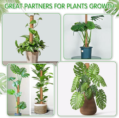 102 Inch Moss Pole for Plants Indoor (2*21.7", 2*16.5", 2*12.6") 6Pcs Coco Coir Pole Monstera Plant Support Pole for Plants Climbing with 65.6ft Twist Tie, Plant Tie and Jute Rope for Potted