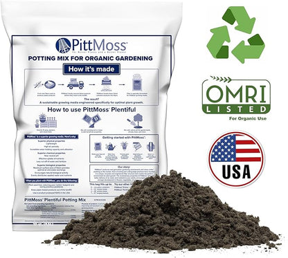 PittMoss Plentiful Eco-Friendly, Organic, Peat-Free Potting Mix, 10 Quarts (Pack of 6) for Gardens, Houseplants, Mulching & More - Made in USA from Recycled Paper