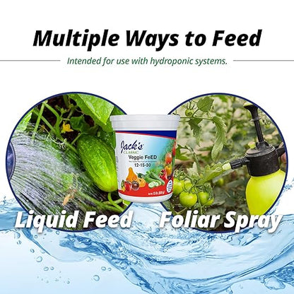 Jack's Classic 12-15-30 Veggie Feed Water-Soluble Fertilizer with Micronutrients, 4lbs - Plant Growth and Abundant Fruit Set in Blooming Vegetable Plants
