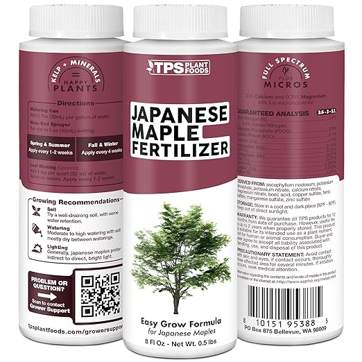 Japanese Maple Fertilizer, Complete Liquid Plant Food for All Japanese Maple Tree Varietals, 8 oz (250mL)