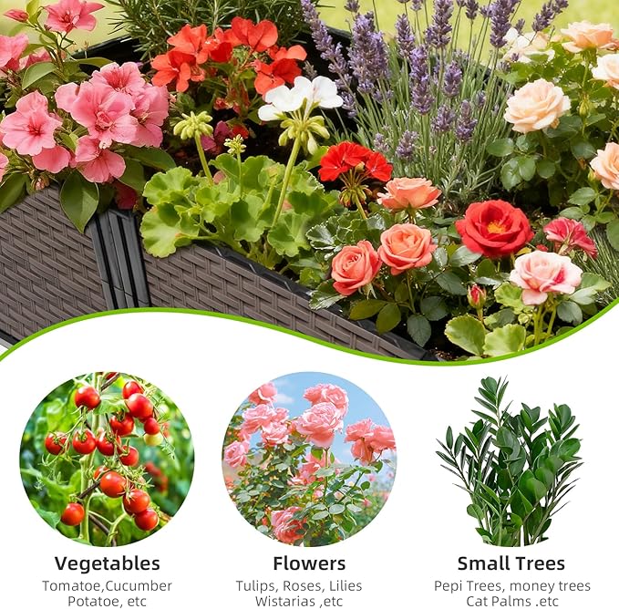 Large Raised Planter Box Outdoor Self Watering 94.4"x15.7"x19.7", Deep Raised Garden Bed - Elevated Garden Box with Drainage Plug, Rectangular Garden Planter Perfect for Patio Balcony Deck