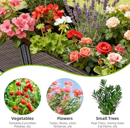 Large Raised Planter Box Outdoor Self Watering 94.4"x15.7"x19.7", Deep Raised Garden Bed - Elevated Garden Box with Drainage Plug, Rectangular Garden Planter Perfect for Patio Balcony Deck