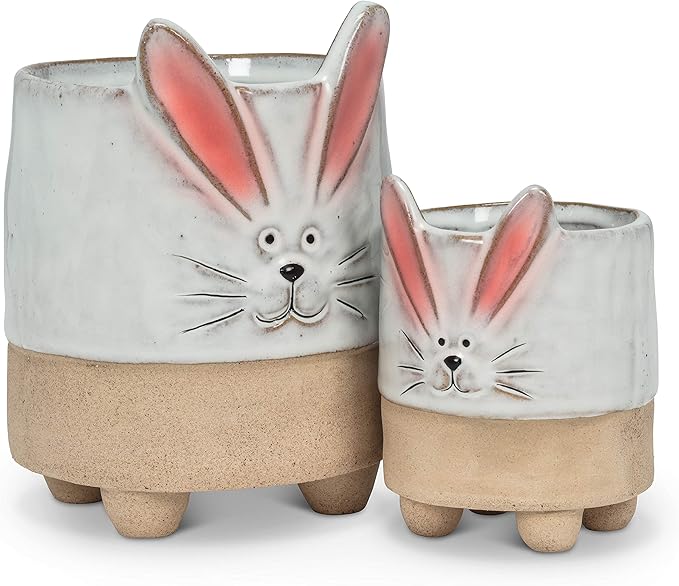 Abbott Collection Stoneware Bunny with Ears Planter - Small (4" H)
