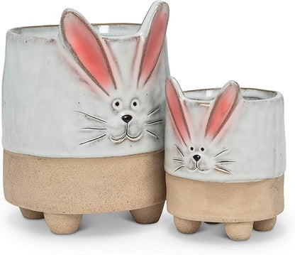 Abbott Collection Stoneware Bunny with Ears Planter - Small (4" H)