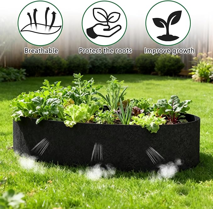 2 Sets 4 x 2 x 1 ft Raised Garden Bed Liner Bag, Breathable Grow Bed Fabric Liners with Clips and Gloves, Garden Box Non Woven Bag for Outdoor Plants Growth Keep Soil Isolation (No Garden Bed)