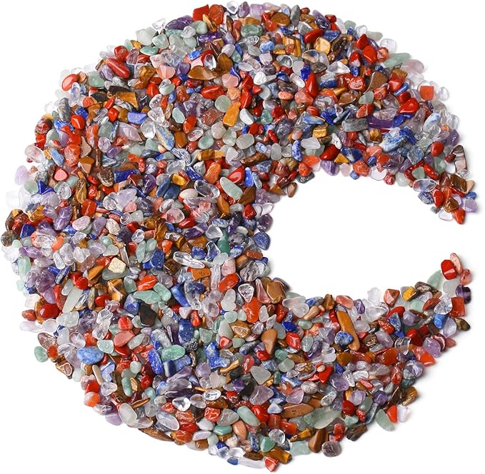 ZHIYUXI Chakra Crystal Vase Filler Crystal Chips Stone for Decoration Succulent Plants Vase Fish Tank Gravel Crushed Crystals Chips Gemstone Polished Healing Crystals Quartz Home Decor Gem Stones