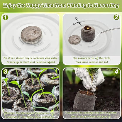 ZeeDix 100 Pcs (50mm) Peat Pellet Fiber Soil Plant Seed Starters - Plugs Pallet Seedling Soil Block, Seed Fertilizer Nutrient Block Compressed Peat Block for Grow Herbs, Plant,Flowers and Vegetables