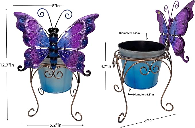 coolboy Metal Animal Plant Pot,Succulent Flower Pot,Fun Metal Planter,Colorful Butterfly Flowerpot,Decorative Modern Indoor Planter Flower Pots or Outdoor Flower Pot Decoration