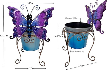 coolboy Metal Animal Plant Pot,Succulent Flower Pot,Fun Metal Planter,Colorful Butterfly Flowerpot,Decorative Modern Indoor Planter Flower Pots or Outdoor Flower Pot Decoration