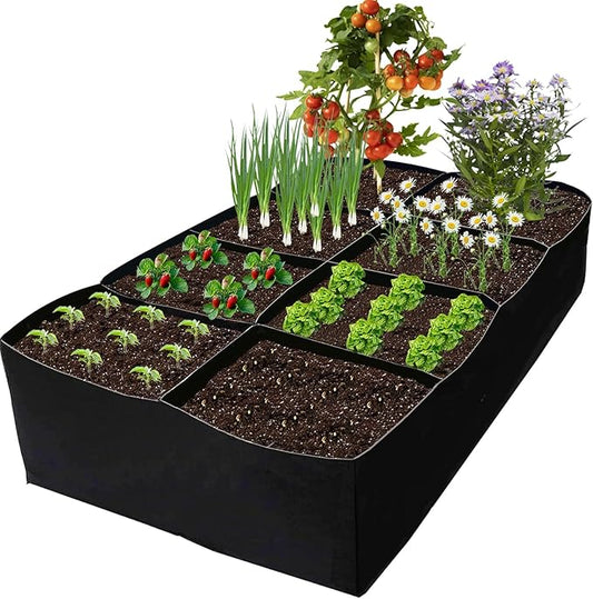 Fabric Grow Bags, Raised Garden Bed for Vegetable Herbs Flowers, 128 Gallon Fabric Plant Pots Indoor Outdoor, 6x3x1ft