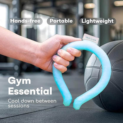 Medi Grade Neck Cooling Tube - Reusable, Instant Cooling Neck Ring - Mess-Free, Lightweight & Portable Ice Ring - No Power Needed - for Summer Heat Relief - 2 x Medium - 5.6” x 6.7”