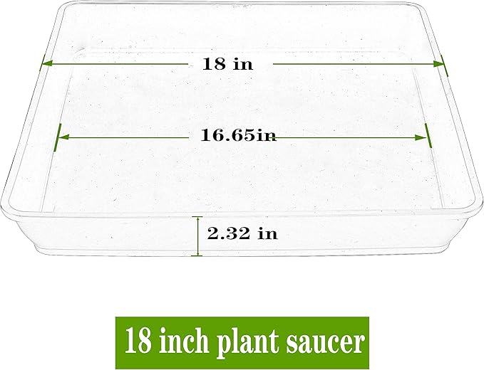 4 Pack Square Plant Saucer 18 Inch, Durable Plastic Plant Saucer, Heavy Duty Plant Pot Saucers, Planters for Indoors and Outdoors Plants，Large Deep Plant Trays for Pots,