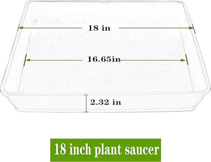 Square Plant Saucer 18 Inch 4 Pack, Durable Plastic Plant Saucer, Garden Large Deep Plant Trays for Pots, Heavy Duty Plant Pot Saucers, Planters for Indoors and Outdoors Plants.
