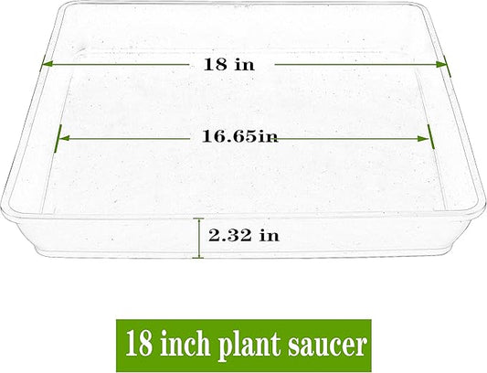 Square Plant Saucer 18 Inch 4 Pack, Durable Plastic Plant Saucer, Garden Large Deep Plant Trays for Pots, Heavy Duty Plant Pot Saucers, Planters for Indoors and Outdoors Plants.