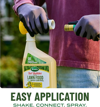 Scotts Turf Builder Liquid Lawn Food Plus Weed Control Refill, Weed and Feed, Controls Dandelions, Clover, and Other Listed Lawn Weeds, 32 fl. oz.