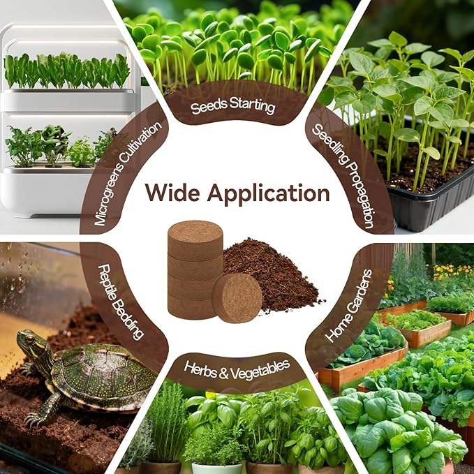 Halatool 200 Pcs 30mm Organic Coco Coir Pellets Seed Starter Soil, Compressed Coconut Coir Potting Soil Discs for Planting Vegetables, Fruits, Flowers