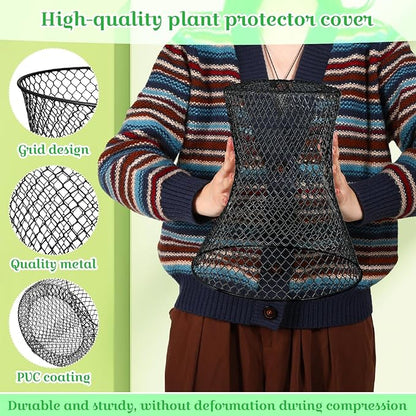 Therwen 15 Pcs Large Chicken Wire Cloche Plant Protector Cover 11x12 Inch Metal Garden Cloche Dome for Plants Wire Protection Basket with Garden Stakes Plant Cages from Animals (Black)