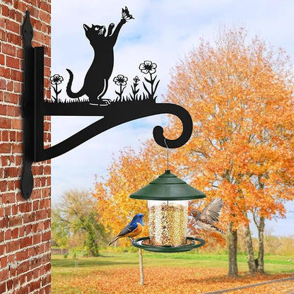 Plant Hangers Outdoor & Indoor, Plant Hooks for Hanging Baskets, Heavy Duty Wall Hanger, Metal Wall Mount Holder for Flower Basket, Bird Feeder, Lantern, Wind Chimes-Patio, Garden, Home Decor (Cat)