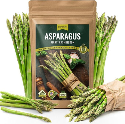 Mary Washington Asparagus Seeds - 900 Seeds, Non-GMO Heirloom Seeds with Planting Instructions for Outdoor Home Gardens