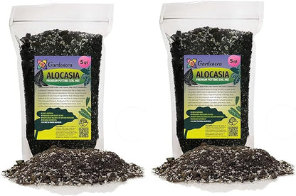 GARDENERA Alocasia Plant Potting Soil - Experience Striking Foliage and Vibrant Growth with Professional Grade Mix - 10 Quart