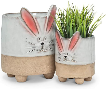 Abbott Collection Stoneware Bunny with Ears Planter - Large (5.5" H)